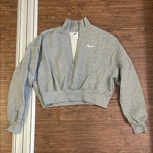Grey cropped Nike quarter zip